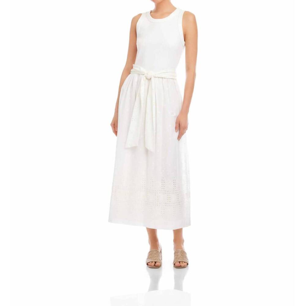 NEW FIFTEEN TWENTY seline contrast midi dress in off white